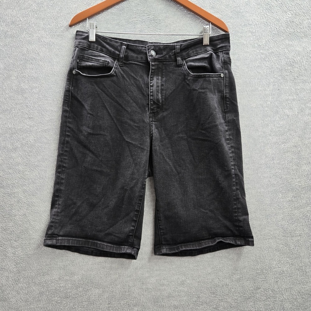 Judy Blue Women Shorts 1XL Black Denim JB150064 Button 9" Inseam READ